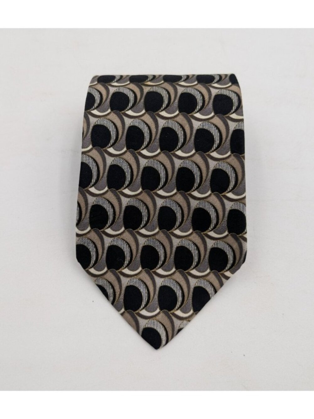 Principe Men's Tie Gray Black Geometric 100% Silk Necktie